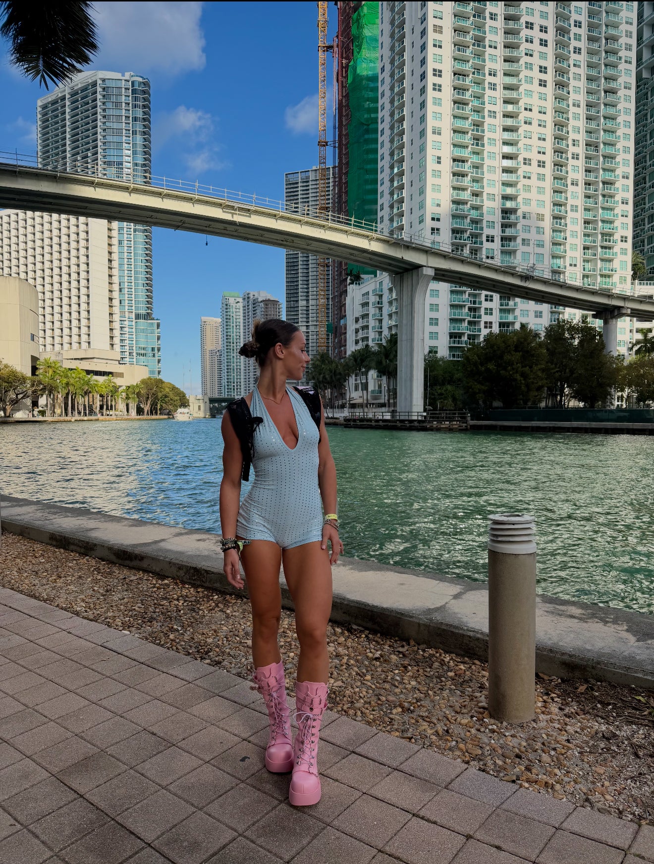 Sequin Halter Deep V-Neck Playsuit